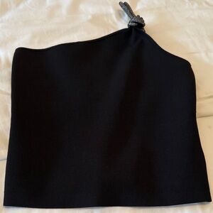 A.L.C. Black One-Shoulder knit top with Knot Strap